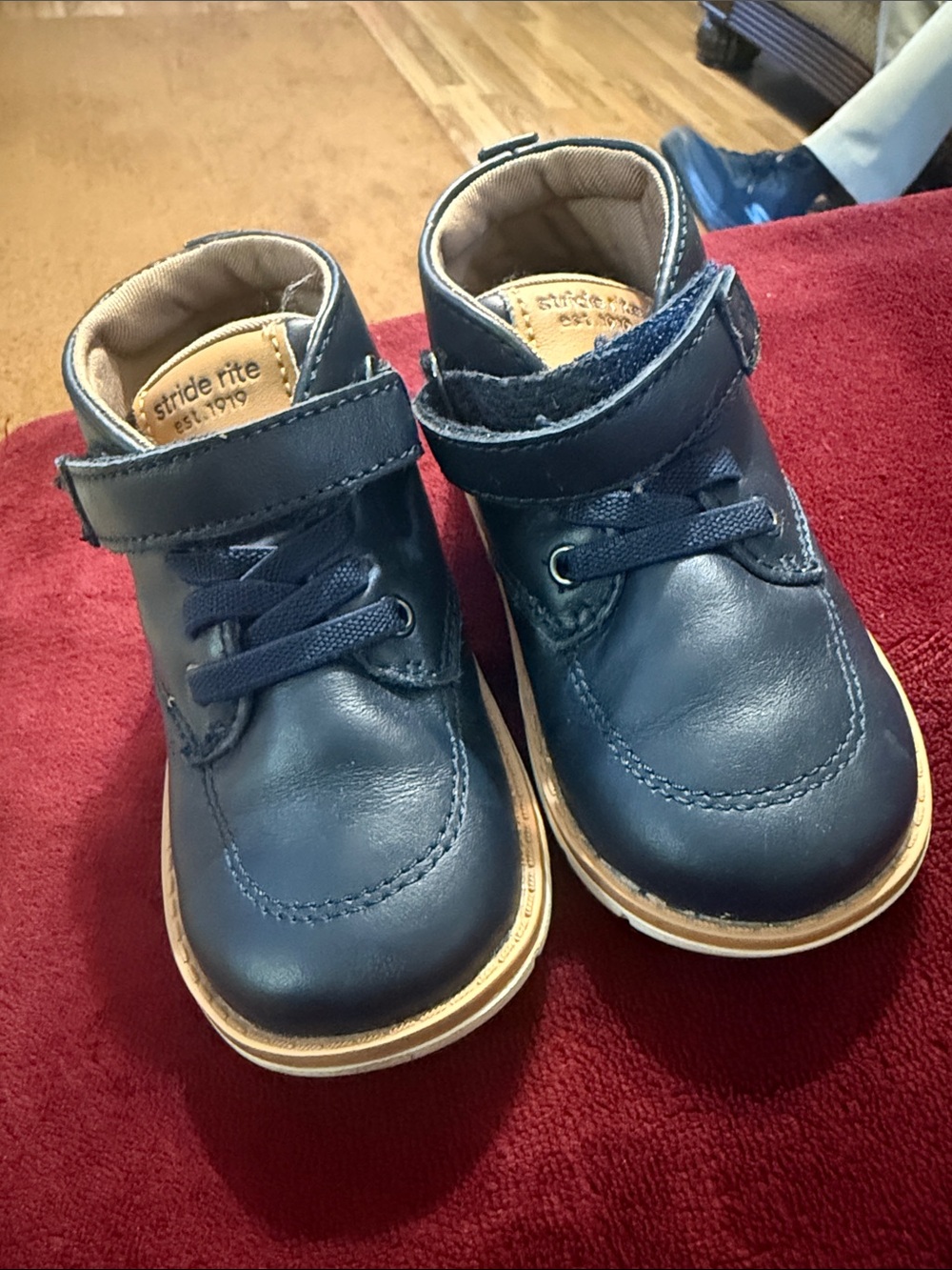Stride Rite Toddler Navy and Tan Leather Quinn boots